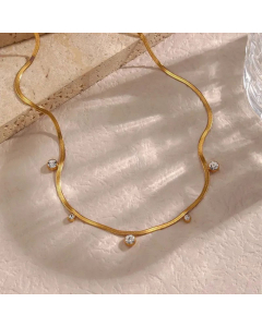 Wholesale Beach Geometric Titanium Steel 18K Gold Plated Zircon Choker