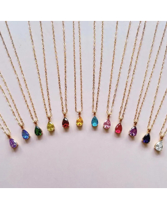 Fine Jewelry Minimalism Classic Style Water Droplets Titanium Steel Zircon Pendant Necklace CA07831219