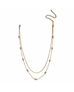 Double Layer Lady Solid Color Beads Chain Stainless Steel Layered Necklaces CA07831221