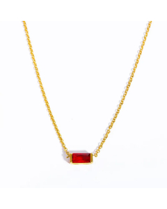 High Quality Hot Sale Minimalism January Rectangle Birthstone Pendent Titanium Steel Necklace CA07831222