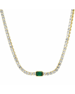 Light Luxury Style Glam Square Zircon Stainless Steel Natural Stone Inlaid Necklace Wholesale CA07831223-Necklace-Green