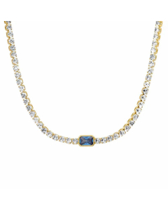 Light Luxury Style Glam Square Zircon Stainless Steel Natural Stone Inlaid Necklace Wholesale CA07831223-Necklace-Blue