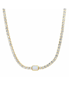 Light Luxury Style Glam Square Zircon Stainless Steel Natural Stone Inlaid Necklace Wholesale CA07831223-Necklace-White
