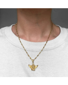 Cute French Style Retro Angel Pendent Titanium Steel 18K Gold Plated Necklace Wholesale CA07831229