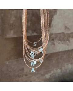 Fairy Style Sweet Letter Beads Chain Stainless Steel Shell Pendant Necklace CA07831231