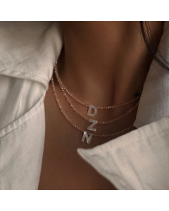 Fairy Style Sweet Letter Beads Chain Stainless Steel Shell Pendant Necklace CA07831231
