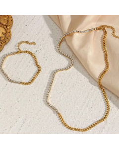 Glam Minimalism Zircon Clavicle Chain Necklace Titanium Steel Necklace CA07831232
