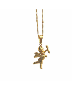 French Style Angel Pendent 18K Gold Plated Regular Chain Necklace CA07831233