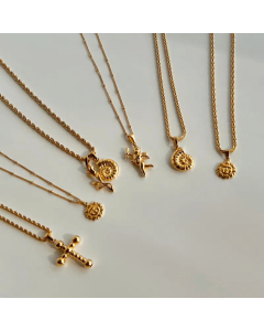 French Style Angel Sun Snails Pendent Hemp Flowers Chain 18K Gold Plated Regular Chain Necklace CA07831233