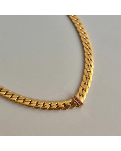 Solid Color Rhinestone Inlaid Titanium Steel 18K Gold Plated Necklace CA07831238