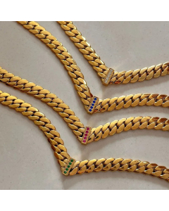 Minimalism Retro Solid Color Rhinestone Inlaid Titanium Steel 18K Gold Plated Necklace CA07831238