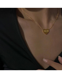 Wholesale Retro Heart Shape Titanium Steel 18K Gold Plated Pendant Necklace