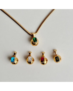 Colorza Jewelry Minimalism Zircon Round Pendent Titanium Steel 18K Gold Plated Necklace CA07831245