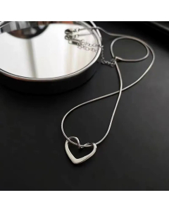 Sweet Hollow Out Heart Shape Charm Titanium Steel Pendant Necklace CA07831248