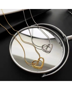 Daily Style Sweet Hollow Out Heart Shape Charm Titanium Steel Pendant Necklace CA07831248