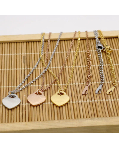 Minimalism Letter Heart Shape Pendent Stainless Steel 18K Gold Plated Necklace CA07831250