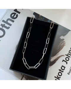 Hip-Hop Casual Solid Color Paperclip Chain Titanium Steel Necklace CA07831252