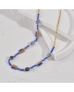 Sweet Vacation Minimalism Beads Chain Stainless Steel 14K Gold Plated Necklace CA07831255