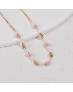 Wholesale Sweet Vacation Minimalism Beads Chain Stainless Steel 14K Gold Plated Necklace CA07831255