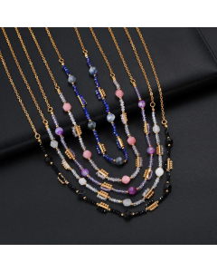 Sweet Vacation Minimalism Beads Chain Stainless Steel 14K Gold Plated Necklace CA07831255