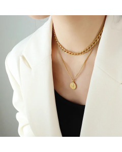 Wholesale INS Style Human Titanium Steel 18K Gold Plated Pendant Necklace