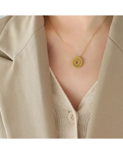 Fine Jewelry Modern Style Round Letter Titanium Steel 18K Gold Plated Pendant Necklace CA07831259