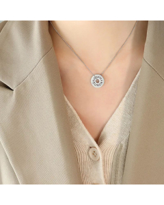 Modern Style Round Letter Titanium Steel 18K Gold Plated Pendant Necklace CA07831259