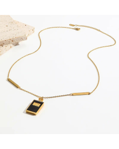 Wholesale Classic Style Perfume Bottle Stainless Steel 18K Gold Plated Acrylic Pendant Necklace