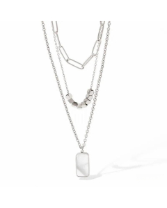 Simple Style Shell Inlaid Square Pendent Stainless Steel Layered Titanium Steel Necklace CA07831266