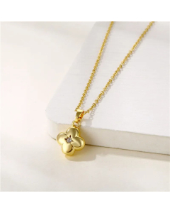 Grass Stainless Steel Titanium Steel 18K Gold Plated Gold Plated Zircon Pendant Necklace
