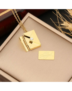 Minimalism Letter Envelope Solid Color Stainless Steel Gold Plated Pendant Necklace CA07831269-Gold Color-01