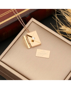 Minimalism Letter Envelope Solid Color Stainless Steel Gold Plated Pendant Necklace CA07831269-Rose Gold Color-01