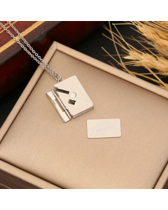 Minimalism Letter Envelope Solid Color Stainless Steel Gold Plated Pendant Necklace CA07831269-Steel Color-01