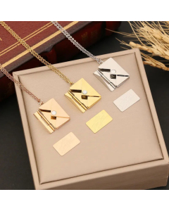 Minimalism Letter Envelope Solid Color Stainless Steel Gold Plated Pendant Necklace CA07831269