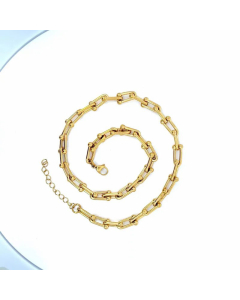 Rock Punk Solid Color Patchwork Stainless Steel 18K Gold Plated Necklace CA07831272-Gold Color-01