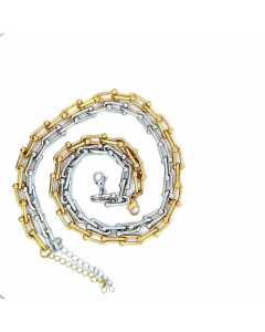 Rock Punk Solid Color Patchwork Stainless Steel 18K Gold Plated Necklace CA07831272