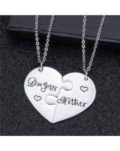 Wholesale Simple Style Letter Heart Shape Titanium Steel Pendant Necklace