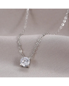 Minimalism Square Diamond Titanium Steel Zircon Pendant Necklace CA07831279