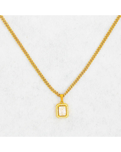 Minimalsim Square Zircon Pendant Titanium Steel Gold Plated Necklace CA07831281