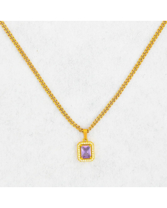 Fine Jewelry Minimalsim Square Zircon Pendant Titanium Steel Gold Plated Necklace CA07831281