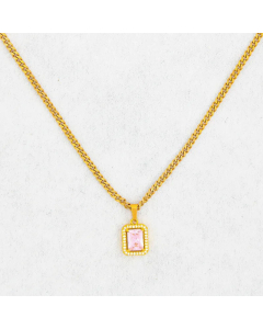 Wholesale Minimalsim Square Zircon Pendant Titanium Steel Gold Plated Necklace CA07831281