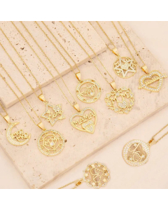 Casual MAMA Letter Heart Shape Stainless Steel Rhinestone 18K Gold Plated Zircon Pendant Necklace CA07831282