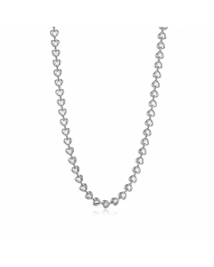 Heart Shape Pacthwork Clavicle Chain Necklace Titanium Steel Necklace CA07831285