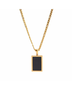 Minimalism Rectangle Shell Inlaid Pendant Stainless Steel Necklace CA07831288