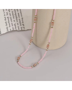 Minimalism Round Beads Stainless Steel Artificial Crystal 14K Gold Plated Necklace Wholesale CA07831290