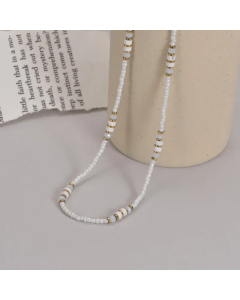 Classic Style Round Beads Stainless Steel Artificial Crystal 14K Gold Plated Necklace Wholesale CA07831290
