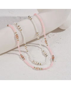 Classic Style Round Beads Stainless Steel Artificial Crystal 14K Gold Plated Necklace Wholesale CA07831290