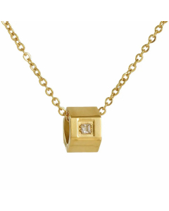 Wholesale Elegant Hexagon Stainless Steel 18K Gold Plated Zircon Pendant Necklace