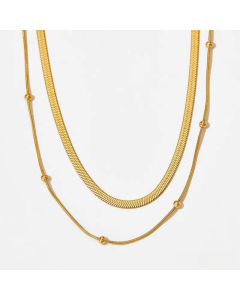 Minimalism Plain Solid Color Stainless Steel Titanium Steel Layered Necklaces CA07831295