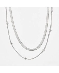 Plain Solid Color Stainless Steel Titanium Steel Layered Necklaces CA07831295